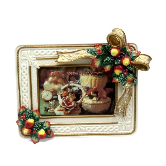 FITZ And FLOYD Noel Picture Frame Festive Holiday Fruit Rare Vintage - Picture 1 of 10